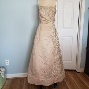 Elegant Strapless Beaded Dress, Petite S/M